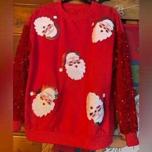 Red Santa Claus Sequin Sweater